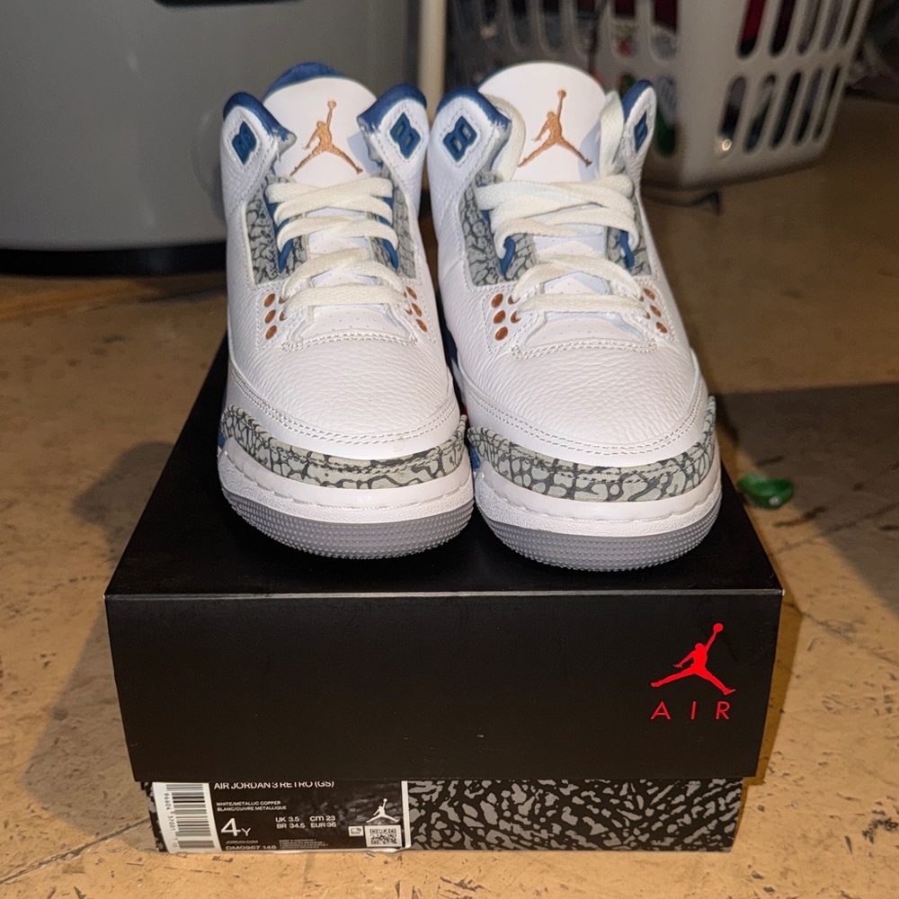 Jordan Sneakers with White, Gray, and Brown Soles